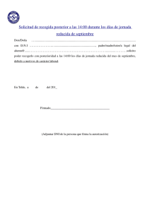 Solicitud de recogida posterior a las 14:00 durante los días de