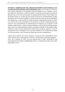 DIVORCIO, COMPROBACION DEL, MEDIANTE SENTENCIA