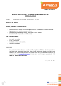 ASISTENTE DE PLATAFORMA Y ATENCION AL