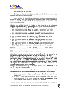 Estimados padres de alumnos/as de Educación Infantil