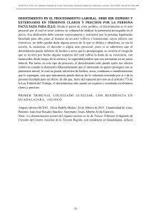 desistimiento en el procedimiento laboral. debe ser expreso y