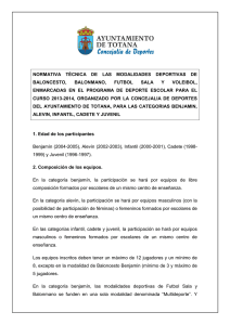 NORMATIVA TECNICA FUTBOL SALA, BALONCESTO