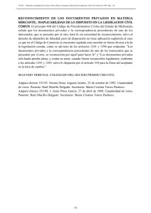 reconocimiento de los documentos privados en materia mercantil
