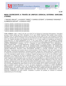 masa excrecente a través de orificio cervical externo: sarcoma uterino