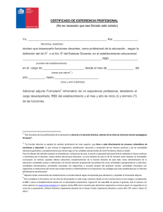 Certificado Experiencia Profesional Docente Chile
