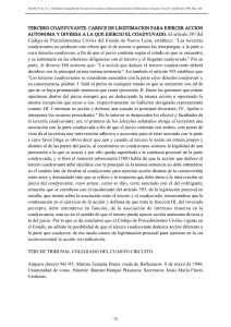 TERCERO COADYUVANTE. CARECE DE LEGITIMACION PARA
