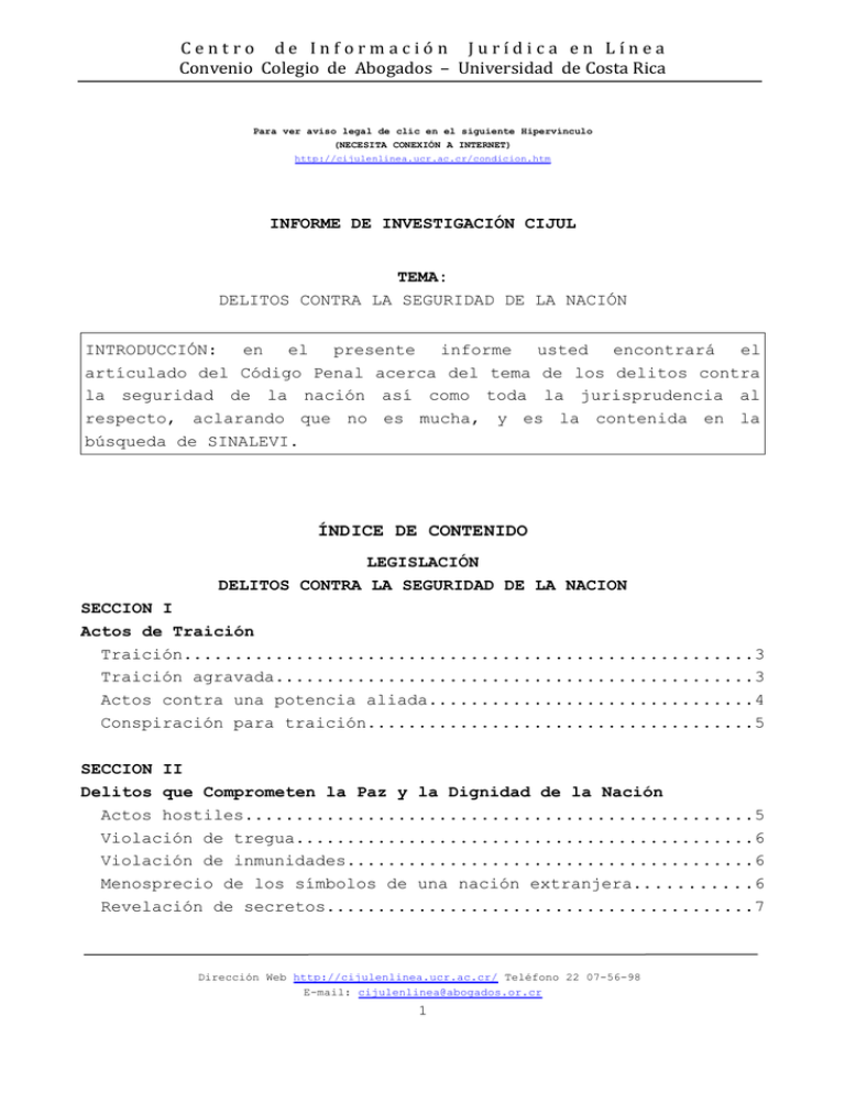 DELITOS CONTRA LA SEGURIDAD DEL ESTADO