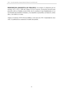 PRESCRIPCION ADQUISITIVA EN VERACRUZ. Con arreglo a lo