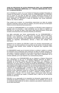aviso de privacidad de datos personales para los consumidores de
