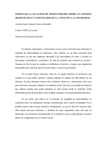 FOMENTAR LA IGUALDAD DE OPORTUNIDADES DESDE UN
