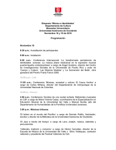 Simposio `Música e Identidades` Departamento de Cultura Bienestar
