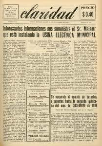 Artículo sobre Usina Eléctrica Municipal, 1938