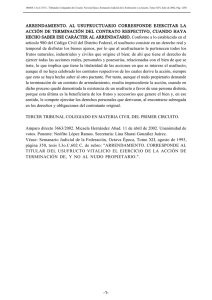 arrendamiento. al usufructuario corresponde ejercitar la acción de