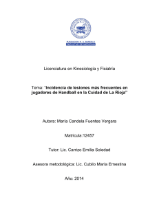 “Incidencia de lesiones más frecuentes en jugadores de Handball”
