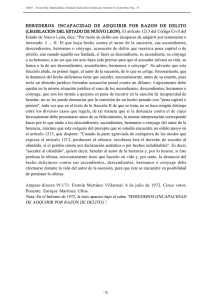 HEREDEROS. INCAPACIDAD DE ADQUIRIR POR RAZON DE