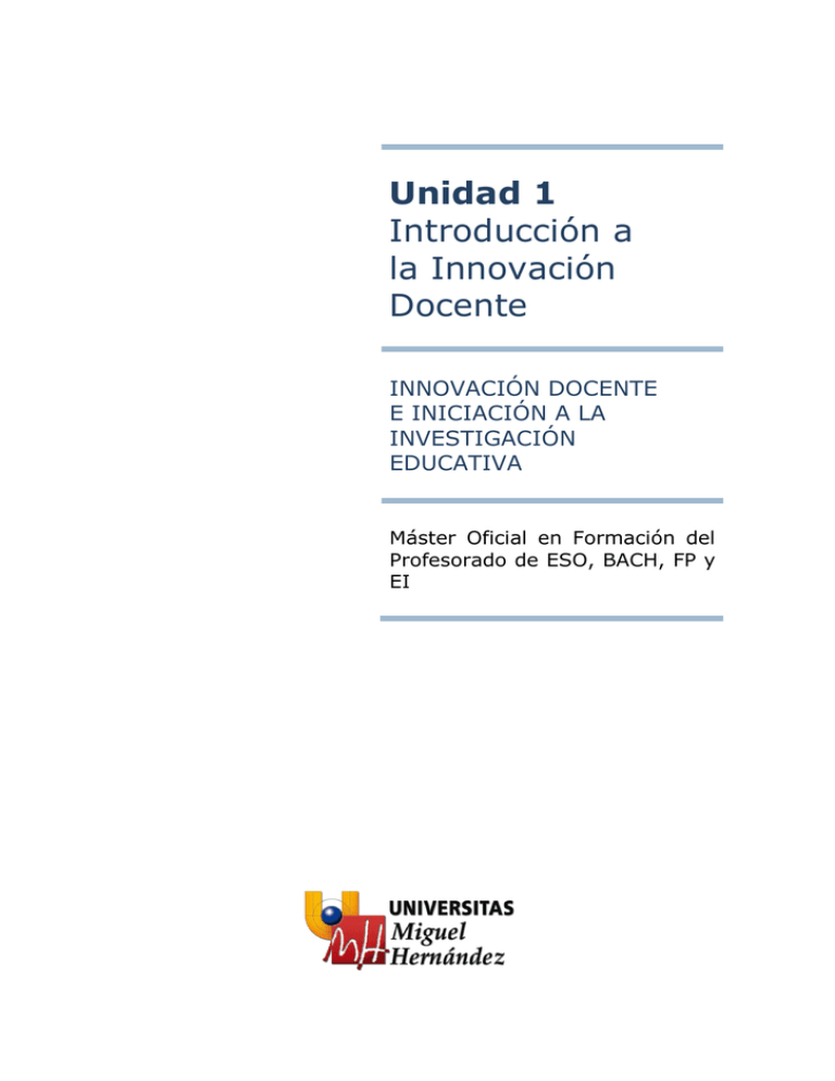 Unidad 1 Introducción A La Innovación Docente - OCW-UMH