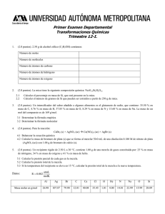 Primer Examen Departamental Transformaciones Químicas