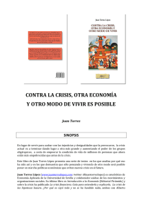 CONTRA LA CRISIS, OTRA ECONOMÍA Y OTRO MODO DE VIVIR
