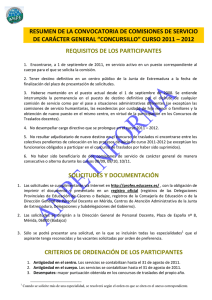 resumen de la convocatoria de comisiones de servicio de carácter