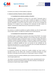 En relación con la solvencia, El PCAP establece lo siguiente: 6