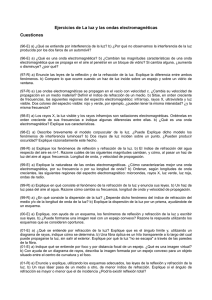 Ejercicios de La luz y las ondas electromagnéticas Cuestiones