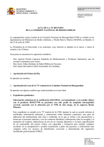 Acta de la 74ª reunión de la CNB