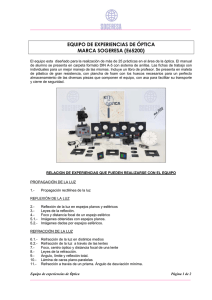 EQUIPO DE EXPERIENCIAS DE ÓPTICA MARCA SOGERESA