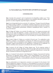 Reglamento Interno de Seguridad y Salud Ocupacional.