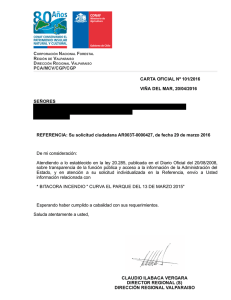 PCA/MCV/CGP/CGP CARTA OFICIAL Nº 101/2016 VIÑA DEL MAR