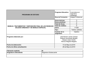 Manejo, Tratamiento y Disposición Final de Residuos Sólidos