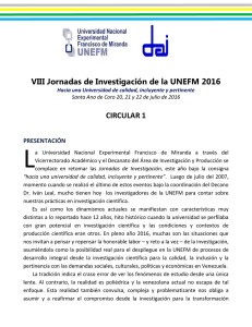 VIII Jornadas de Investigación de la UNEFM 2016 CIRCULAR 1