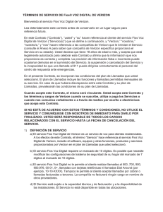 TÉRMINOS DE SERVICIO DE Fios® VOZ DIGITAL DE VERIZON
