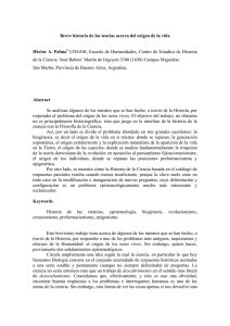 Breve historia de las teorías acerca del origen de la vida Héctor A