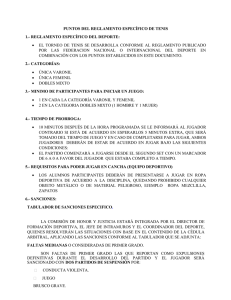Reglamento Específico Tenis