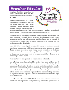 Boletina Especial - 13 Encuentro Feminista Latinoamericano y del
