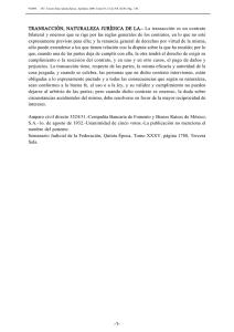 TRANSACCIÓN, NATURALEZA JURÍDICA DE LA.