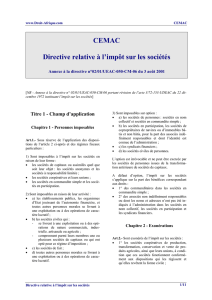 Directive relative à l`impôt sur les sociétés - Droit