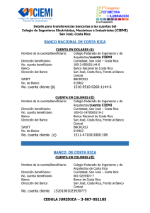 BANCO NACIONAL DE COSTA RICA No. cuenta cliente ($) 1510