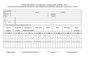 Ficha de evaluación de Naturales, Sociales y Exactas tipo B