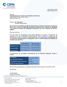 26 de Abril de 2016 Santo Domingo, D.N Señores Superintendencia