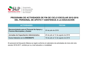 Programa de actividades de fin de ciclo escolar 2015-2016