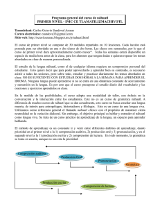 Programa general del curso de náhuatl PRIMER NIVEL