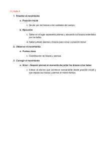 (1) Salto X 1. Enseñar el movimiento a. Posición inicial i. De pie con
