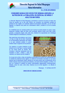 consumir quinua dos veces por semana asegura la nutrición de la