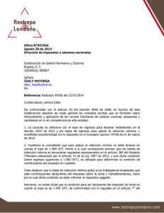 Oficio N°052364 Agosto 28 de 2014 Dirección de impuestos y