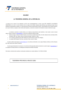 aviso la tesoreria general de la republica tesoreria provincial arauco