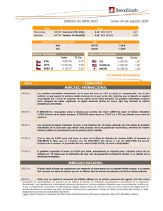 SINTESIS DE MERCADO Lunes 24 de Agosto
