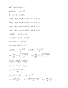 Hoja de Fórmulas: Trigonometría, Álgebra y Geometría