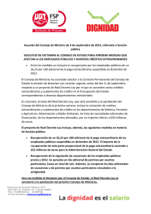 Acuerdo del Consejo de Ministro de 4 de septiembre de 2015