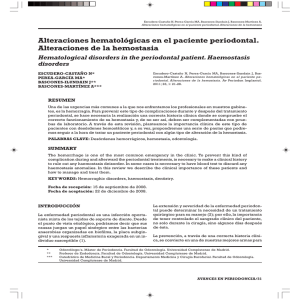 Alteraciones hematológicas en el paciente periodontal